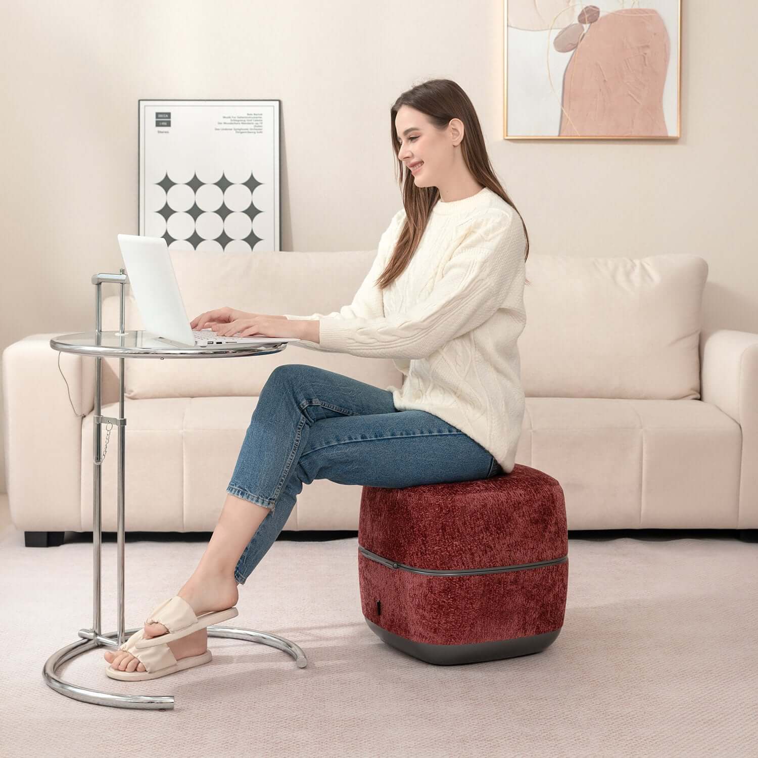 Nourest 3-in-1 Comfort F1 Foot Massager + Ottoman - Red