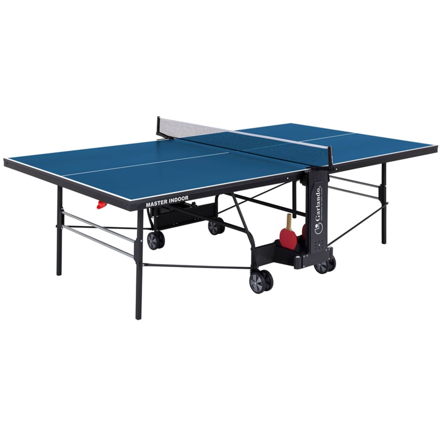 Garlando Master Indoor Foldable TT Table with Wheels - Blue Top