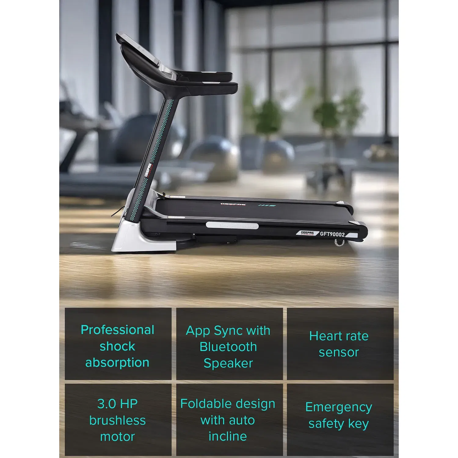 جيباس 10.1 Inch Touch Screen Foldable Hydraulic Treadmill- GFT90002