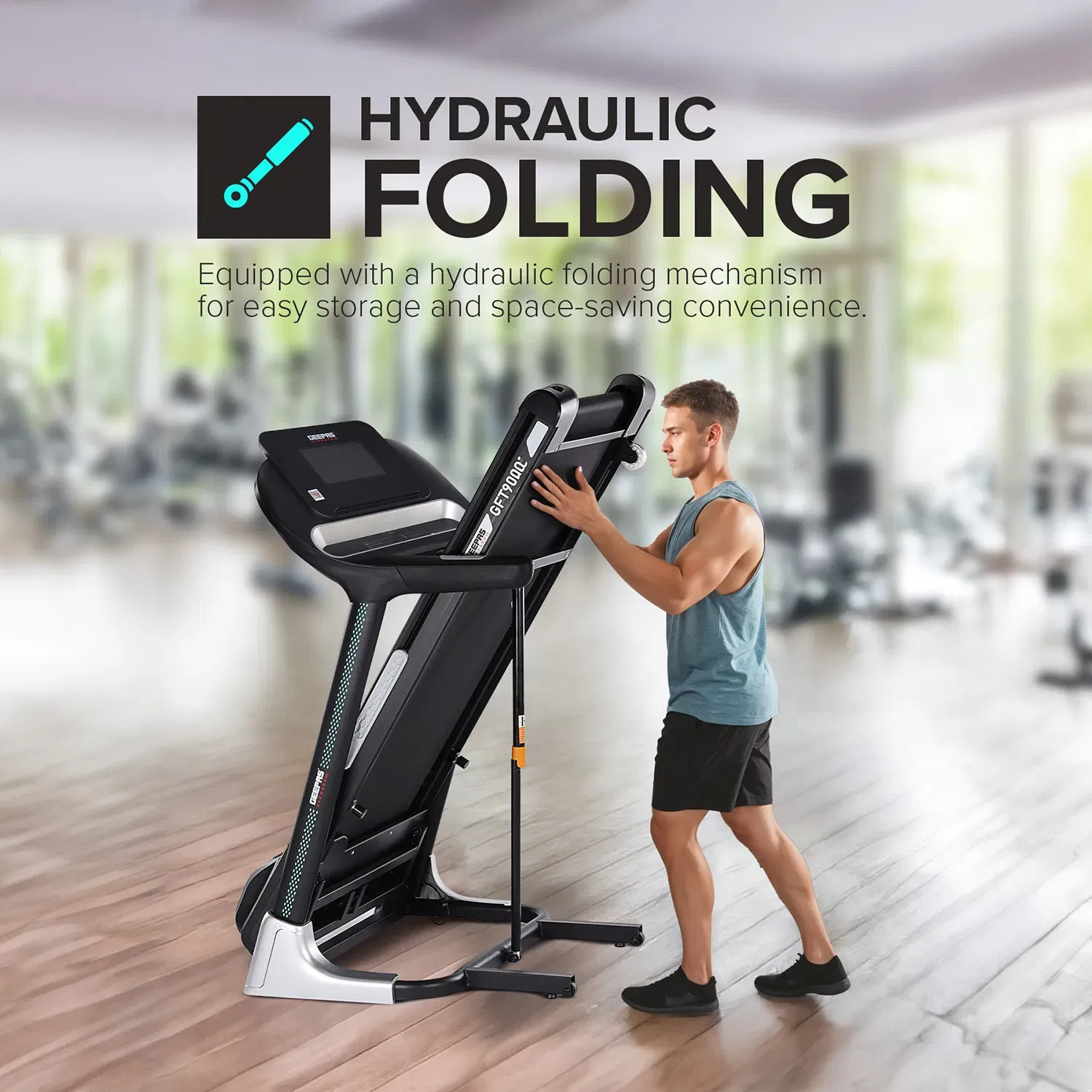 جيباس 10.1 Inch Touch Screen Foldable Hydraulic Treadmill- GFT90002