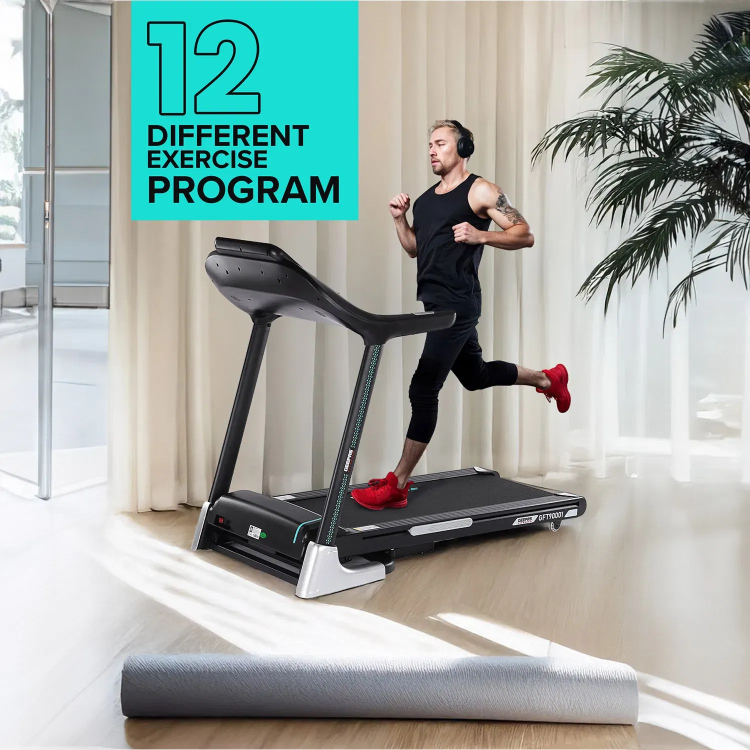 جيباس 10.1 Inch Touch Screen Foldable Hydraulic Treadmill- GFT90002