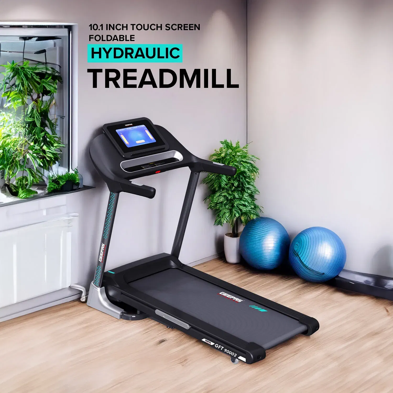 Geepas 10.1 Inch Touch Screen Foldable Hydraulic Treadmill- GFT90002