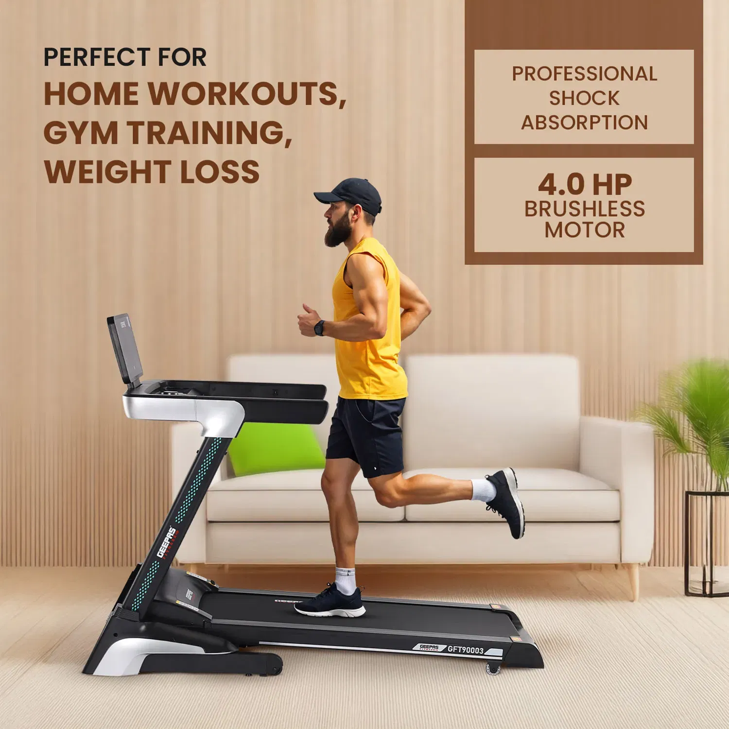 Geepas Foldable Hydraulic Treadmill- GFT90003 | 4.0 HP DC Motor