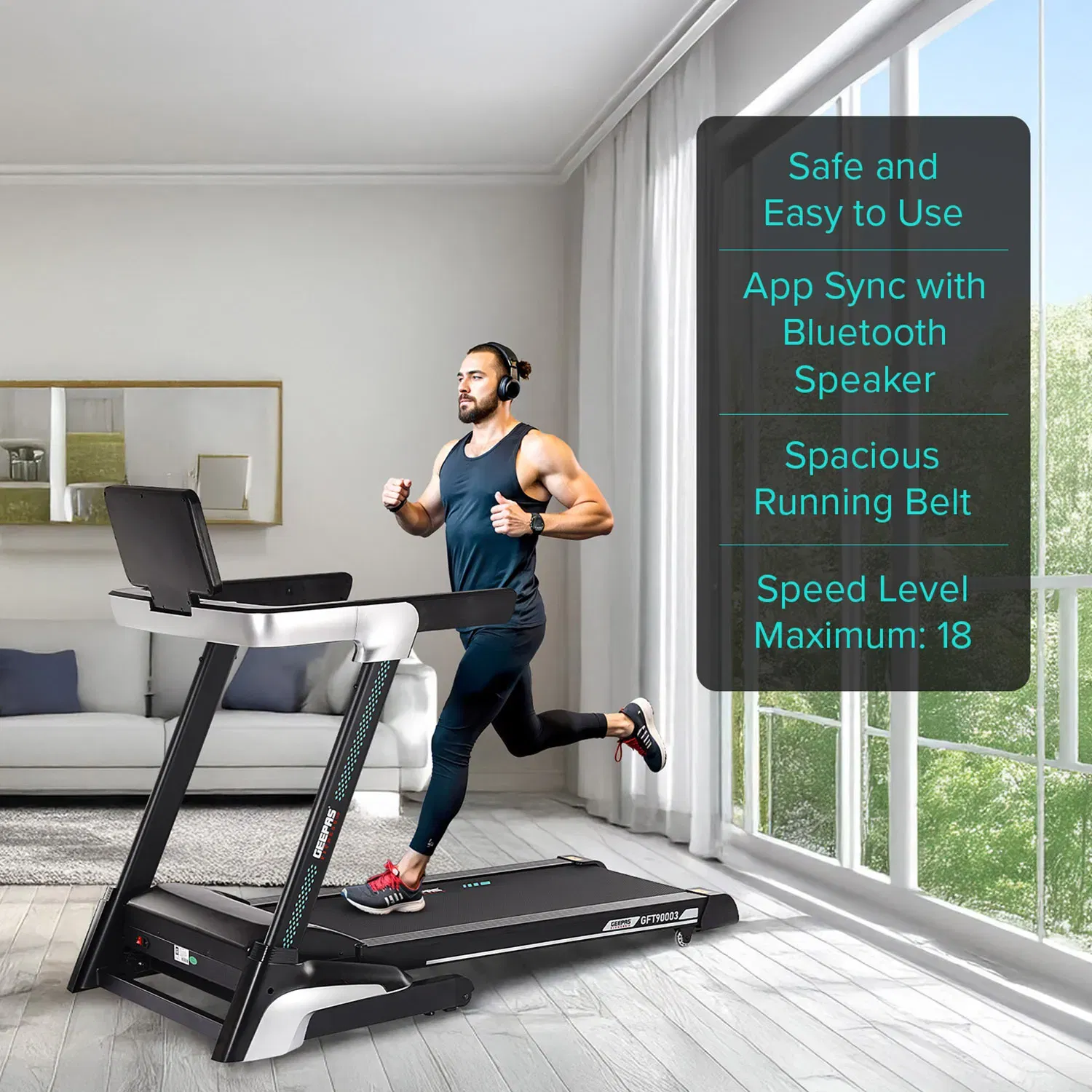 Geepas Foldable Hydraulic Treadmill- GFT90003 | 4.0 HP DC Motor