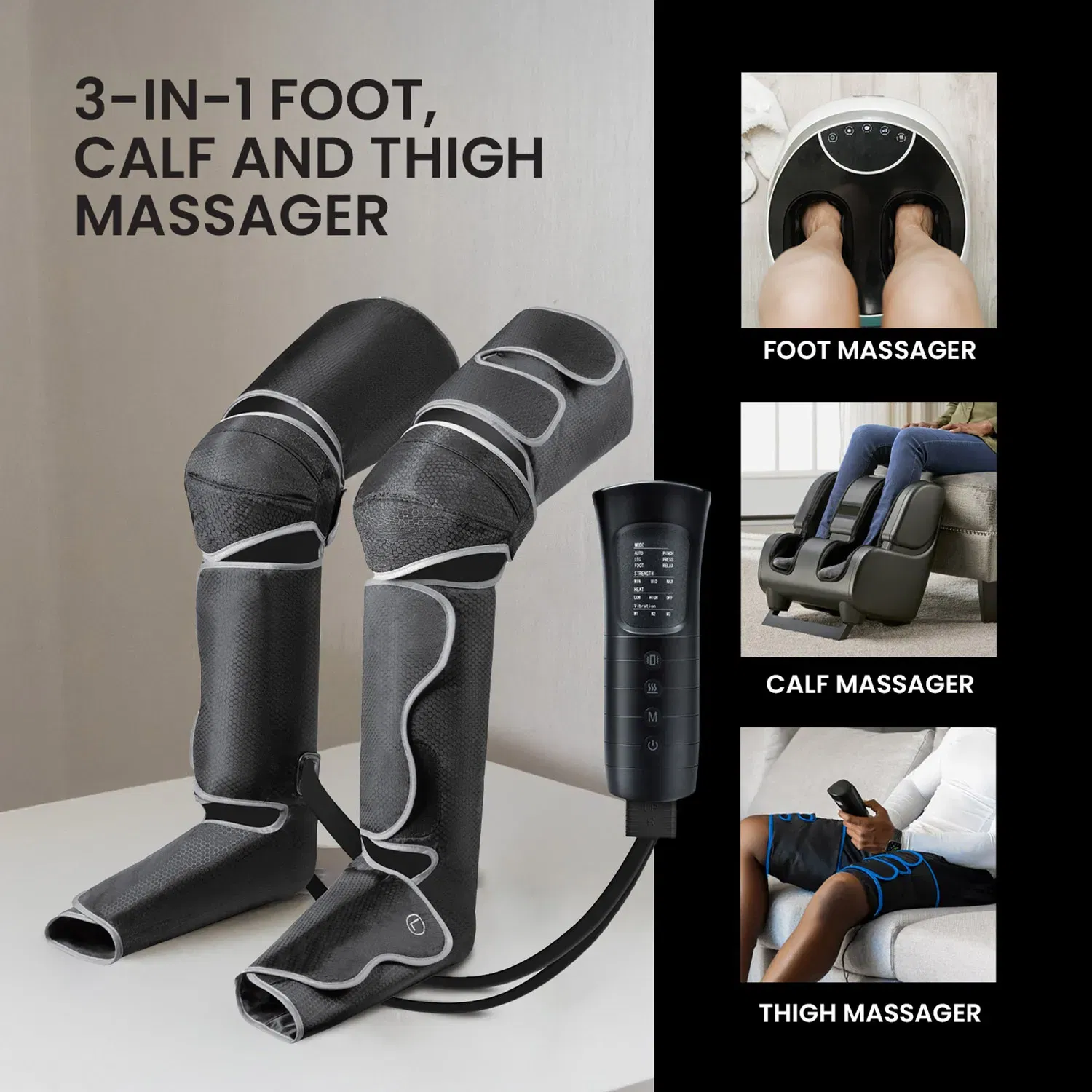 Geepas 3-in-1 Foot, Calf and Thigh Massager