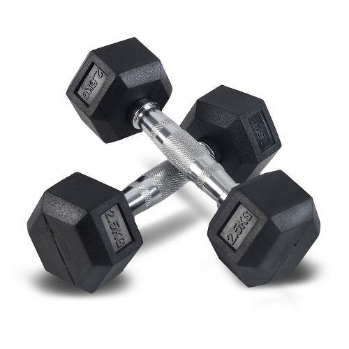 Harley Fitness Rubber Hex Dumbbell With Chrome Handle-2.5Kg-Pair