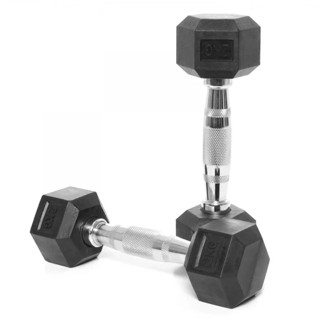 Harley Fitness Rubber Hex Dumbbell With Chrome Handle - 2.5 Kg - Pair