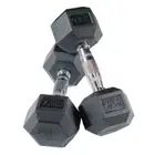 Harley Fitness Rubber Hex Dumbbell With Chrome Handle - 7.5 Kg - Pair