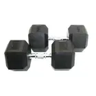 Harley Fitness Rubber Hex Dumbbell With Chrome Handle - 25 Kg - Pair
