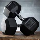 Harley Fitness Rubber Hex Dumbbell With Chrome Handle - 27.5 Kg - Pair