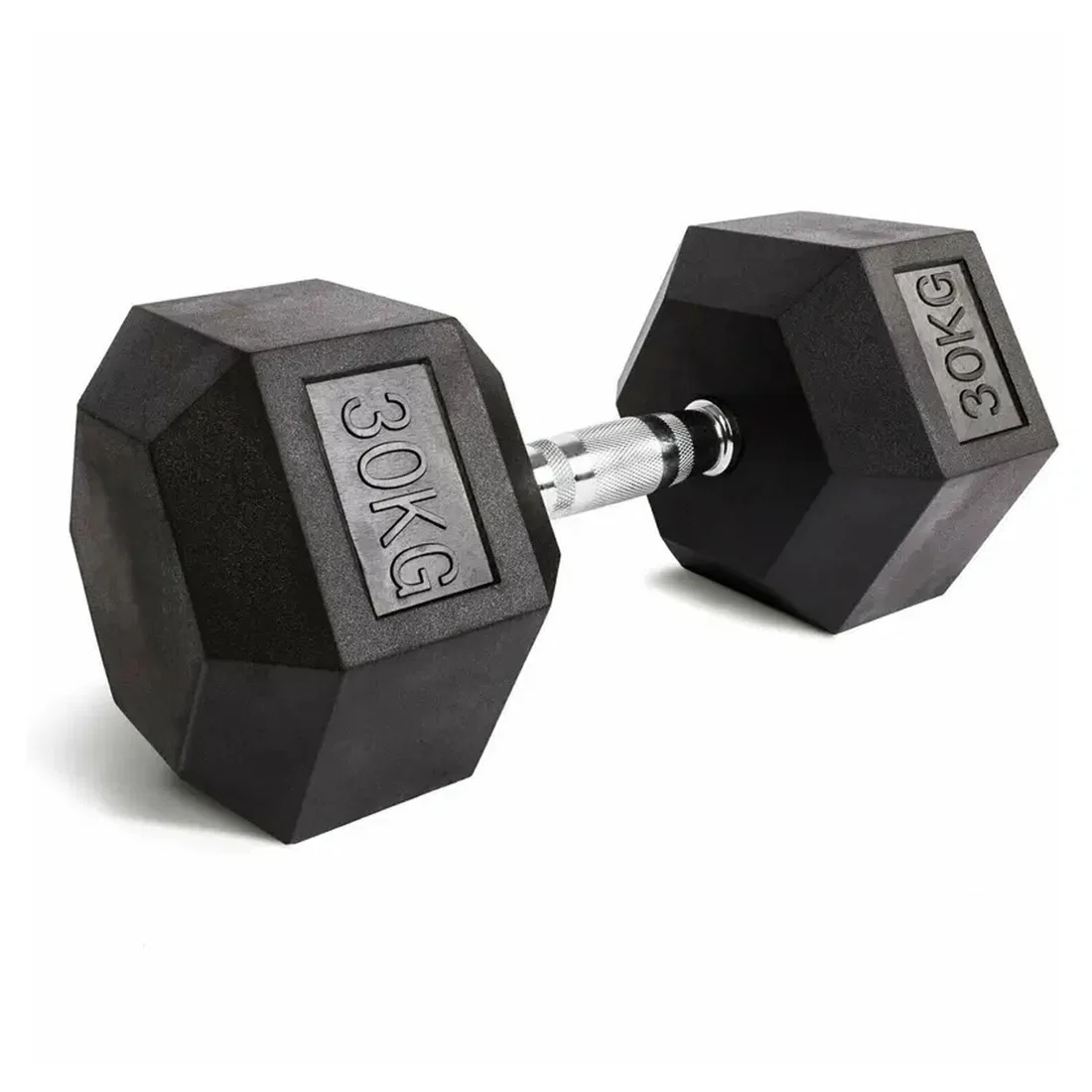 Harley Fitness Rubber Hex Dumbbell With Chrome Handle - 30 Kg - Pair