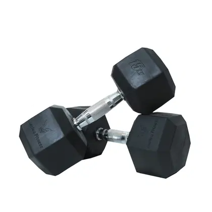 Harley Fitness Premium Rubber Coated Bouncing Hex Dumbbells - 15 Kg - Pair