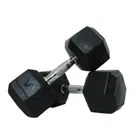 Harley Fitness Premium Rubber Coated Bouncing Hex Dumbbells - 17.5 Kg - Pair
