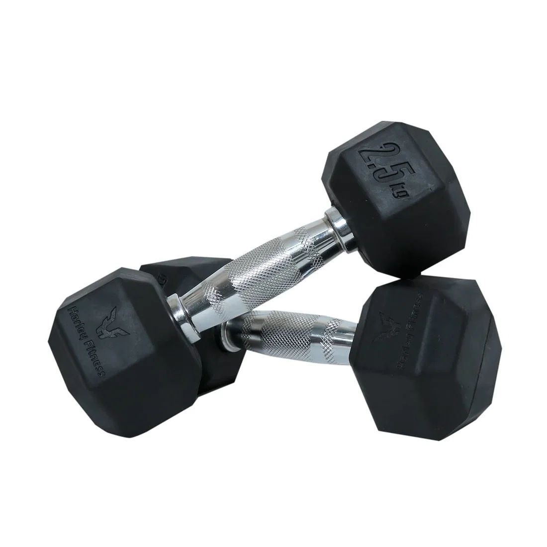Harley Fitness Premium Rubber Coated Bouncing Hex Dumbbells - 2.5 Kg - Pair