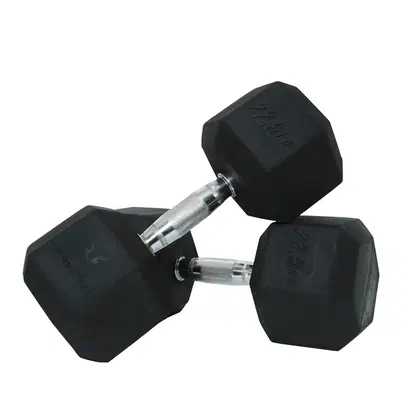 Harley Fitness Premium Rubber Coated Bouncing Hex Dumbbells - 22.5 Kg - Pair