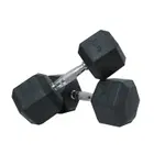 Harley Fitness Premium Rubber Coated Bouncing Hex Dumbbells - 25 Kg - Pair
