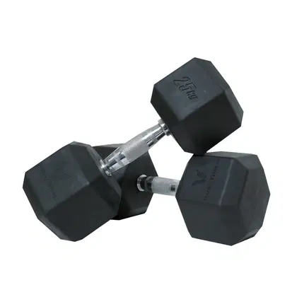 Harley Fitness Premium Rubber Coated Bouncing Hex Dumbbells - 25 Kg - Pair