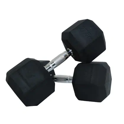 Harley Fitness Premium Rubber Coated Bouncing Hex Dumbbells - 27.5 Kg - Pair