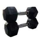 Harley Fitness Premium Rubber Coated Bouncing Hex Dumbbells - 5 Kg - Pair