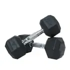 Harley Fitness Premium Rubber Coated Bouncing Hex Dumbbells - 7.5 Kg - Pair
