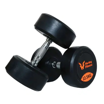 Harley Fitness  Premium Rubber Coated Round Dumbbell - 12.5 Kg - Pair
