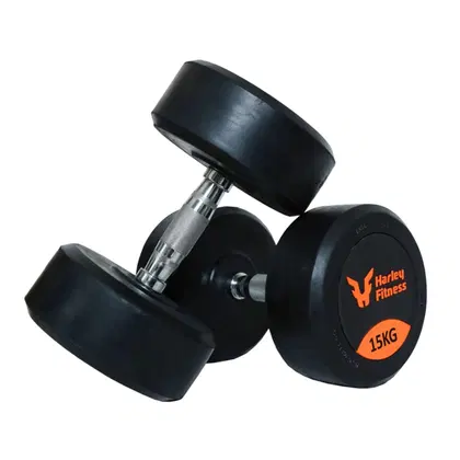 Harley Fitness  Premium Rubber Coated Round Dumbbell - 15 Kg - Pair