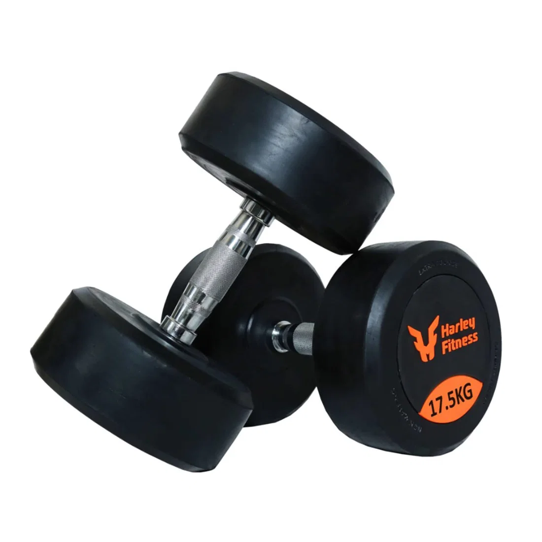 Harley Fitness  Premium Rubber Coated Round Dumbbell - 17.5 Kg - Pair