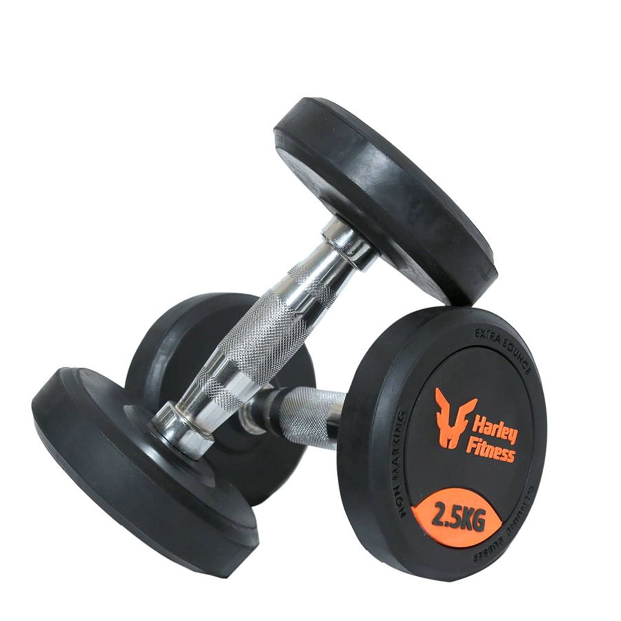 Harley Fitness  Premium Rubber Coated Round Dumbbell-2.5Kg-Pair