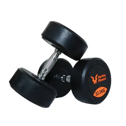 Harley Fitness  Premium Rubber Coated Round Dumbbell - 22.5 Kg - Pair