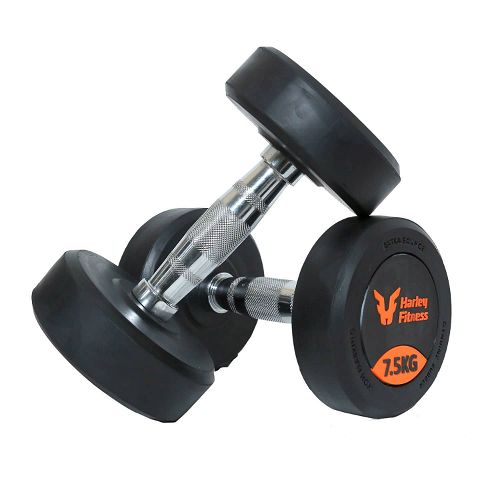 Harley Fitness Premium Rubber Coated Bouncing Round Dumbbells - Pair | 2.5 to 25 Kg