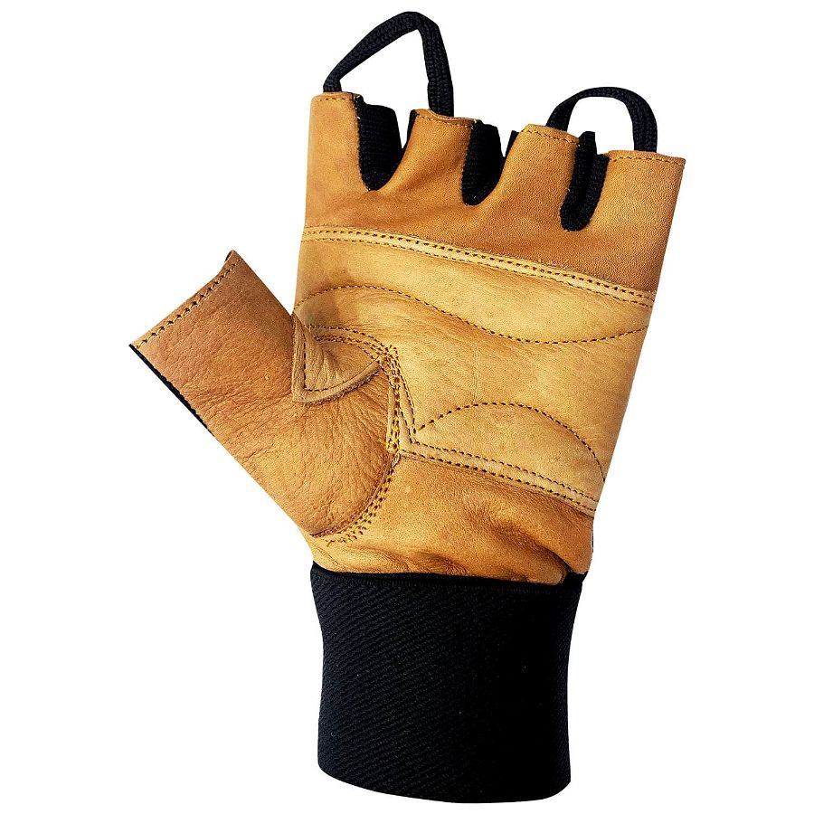 Harley Fitness Spall Solid Grip Leather Weightlifting Workout Gloves-Brown-Small