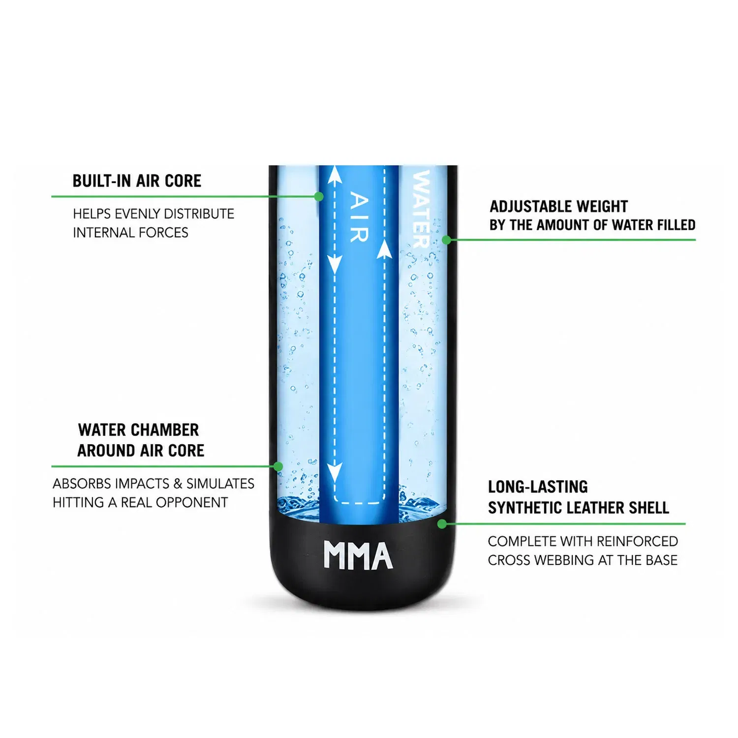 MaxxMMA 5ft Patented Water/Air Boxing Bag Black