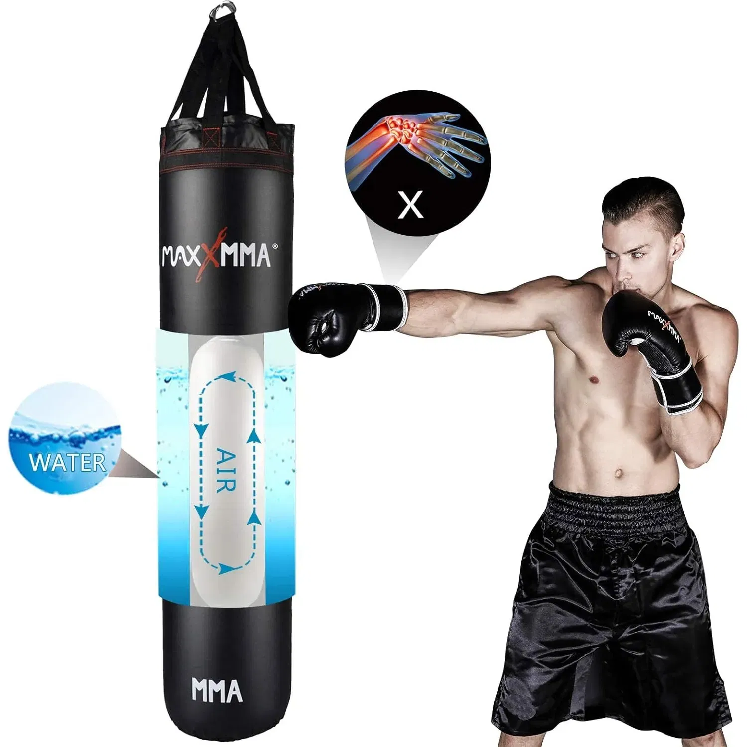 MaxxMMA 5ft Patented Water/Air Boxing Bag Black