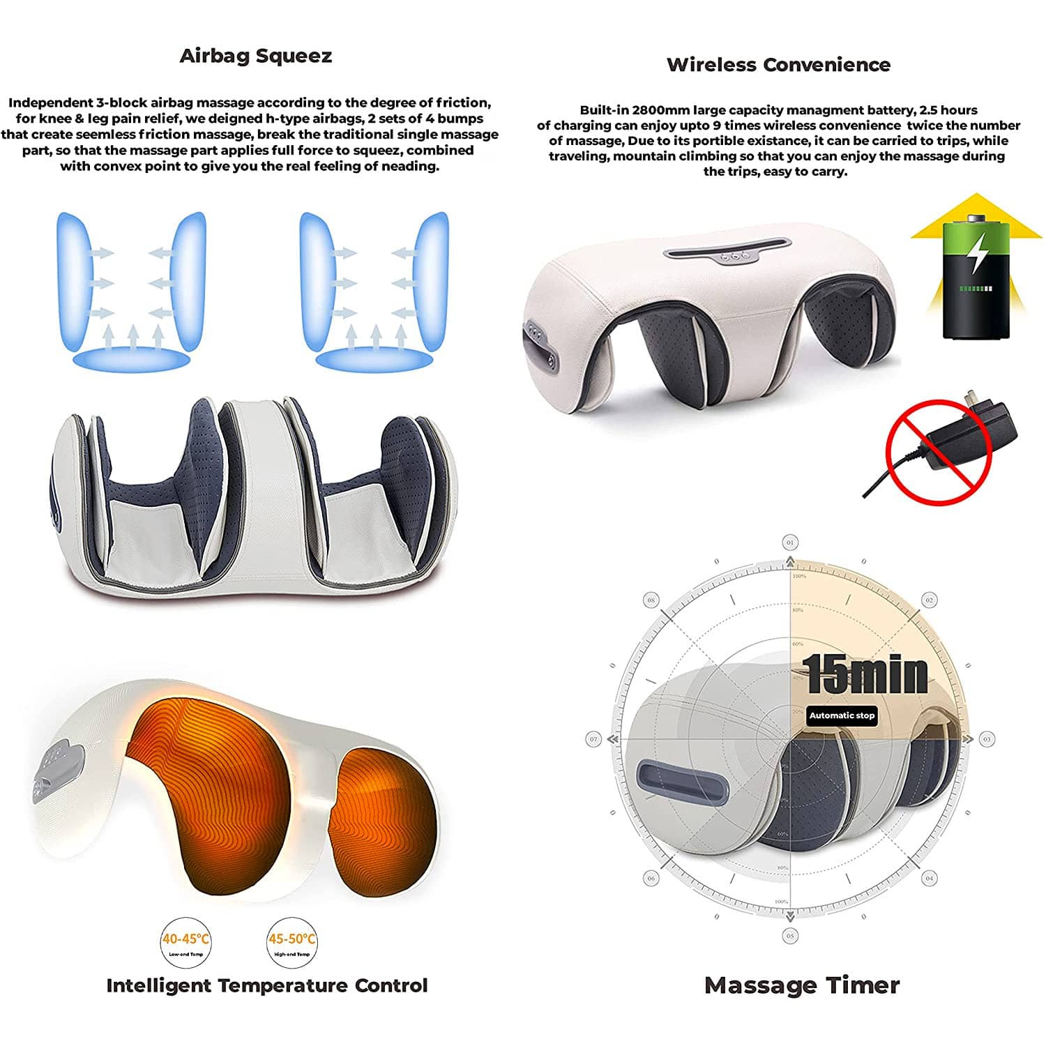 Rotai Deluxe Foot & Knee Massager with Heat & Compression