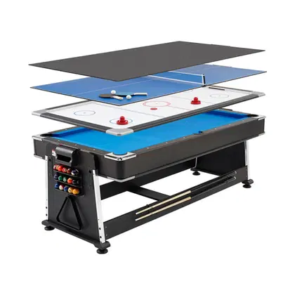 Harley Fitness 4 in 1 Multi-Game Table | 7 FT | Air Hockey, TT Table, Pool Table with Dining Top