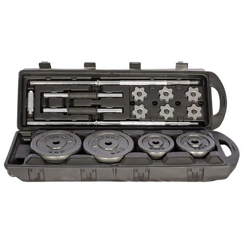 York Fitness Black Barbell and Dumbbell Set with Carry Case | 50 Kg