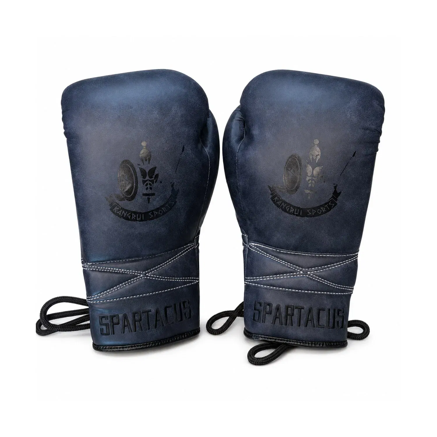 Kangrui Lace-up Training Boxing Glove Micro Fiber Leather - Blue - 12oz