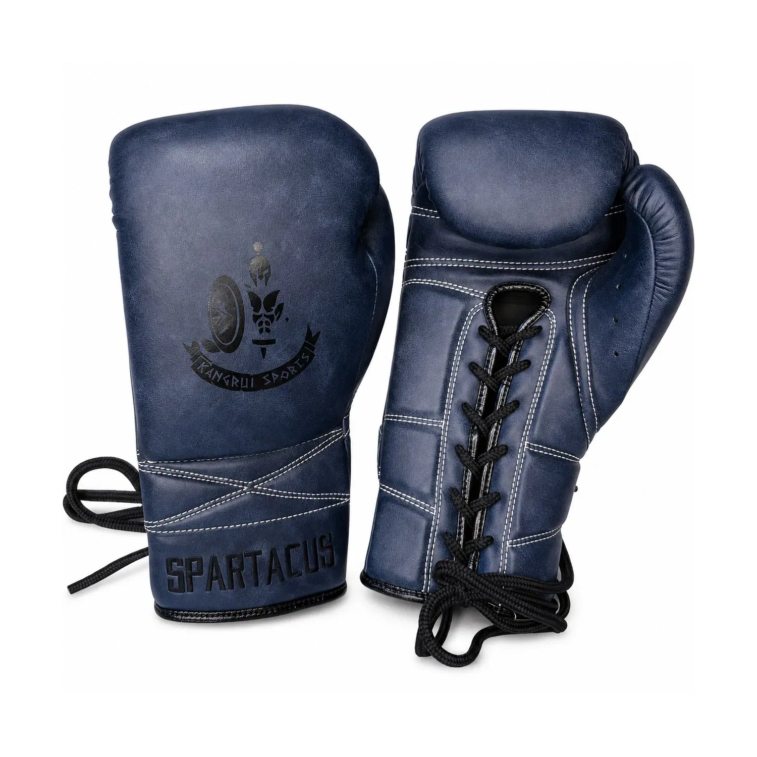 Kangrui Lace-up Training Boxing Glove Micro Fiber Leather - Blue - 12oz
