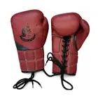 Kangrui Lace-up Training Boxing Glove Micro Fiber Leather - Dark Red - 12oz