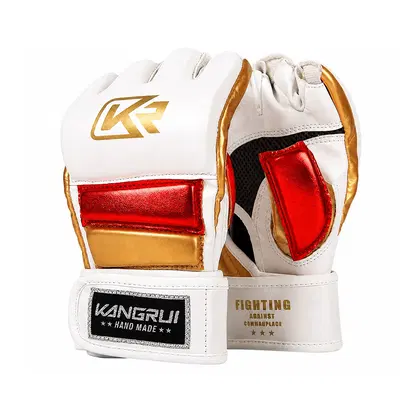 Kangrui MMA Sparring Gloves - White/Gold