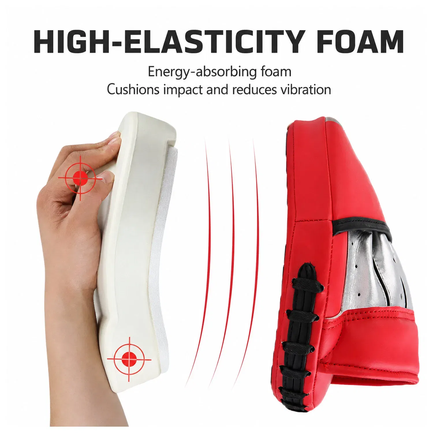Kangrui Punch Mitts Focus Muay Thai Target Hand Punching Pad (Pair) - Silver/Black