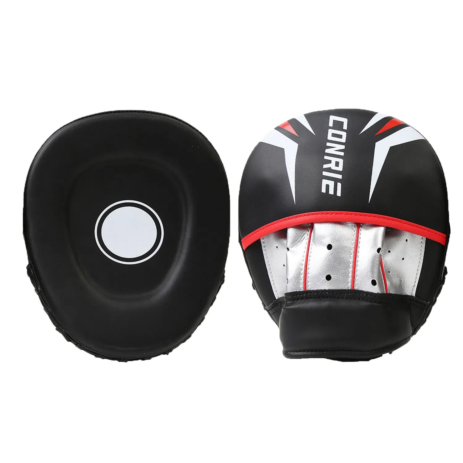 Kangrui Punch Mitts Focus Muay Thai Target Hand Punching Pad (Pair) - Silver/Black