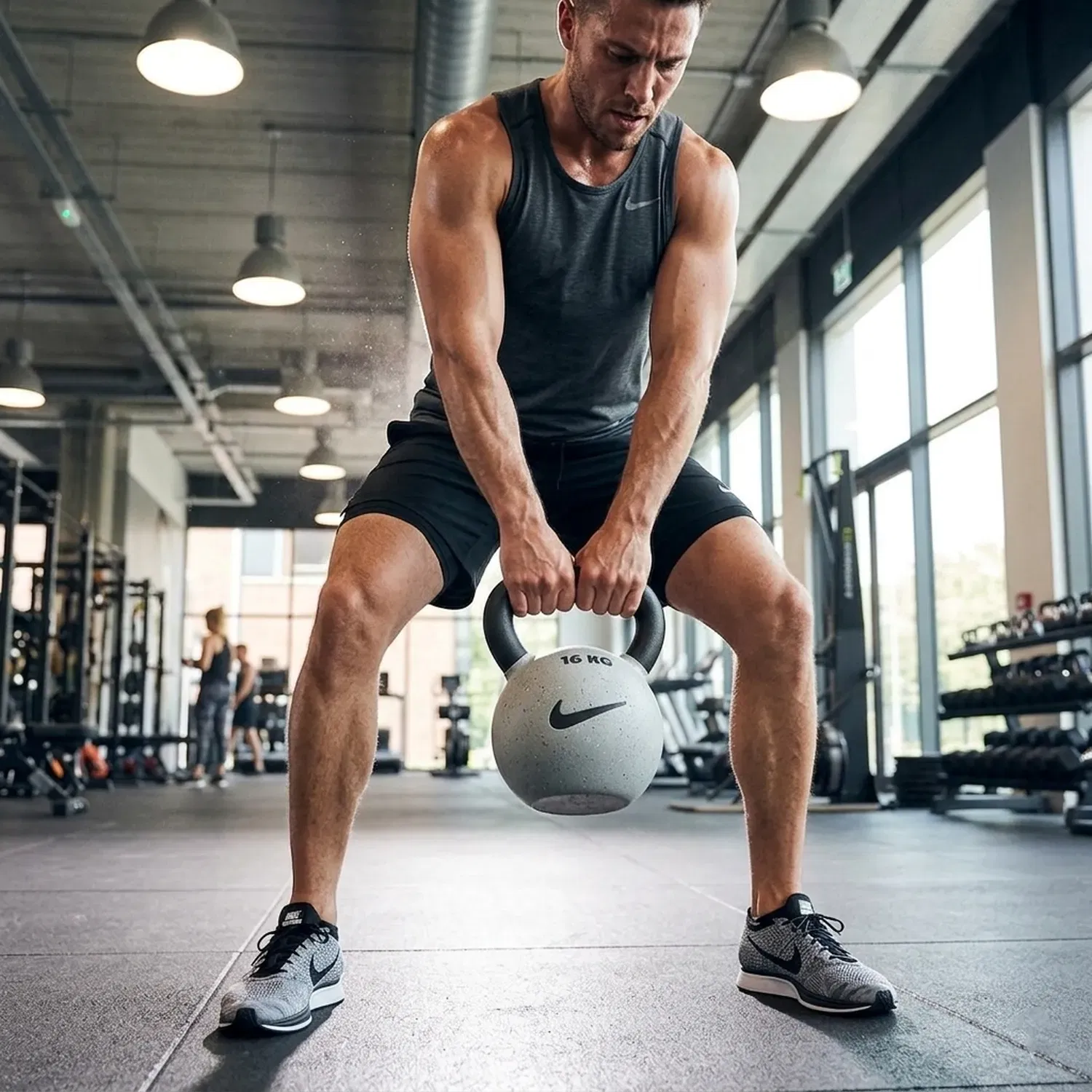 Nike Strength كرة كيتل بيل (Kettlebell) مغطاة بالمطاط (طراز Grind/Smoke) - 4 kg