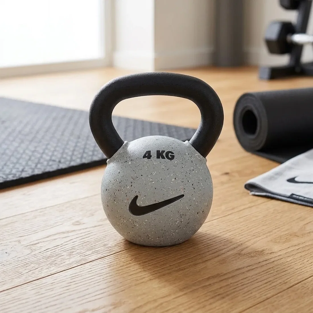 Nike Strength كرة كيتل بيل (Kettlebell) مغطاة بالمطاط (طراز Grind/Smoke) - 4 kg