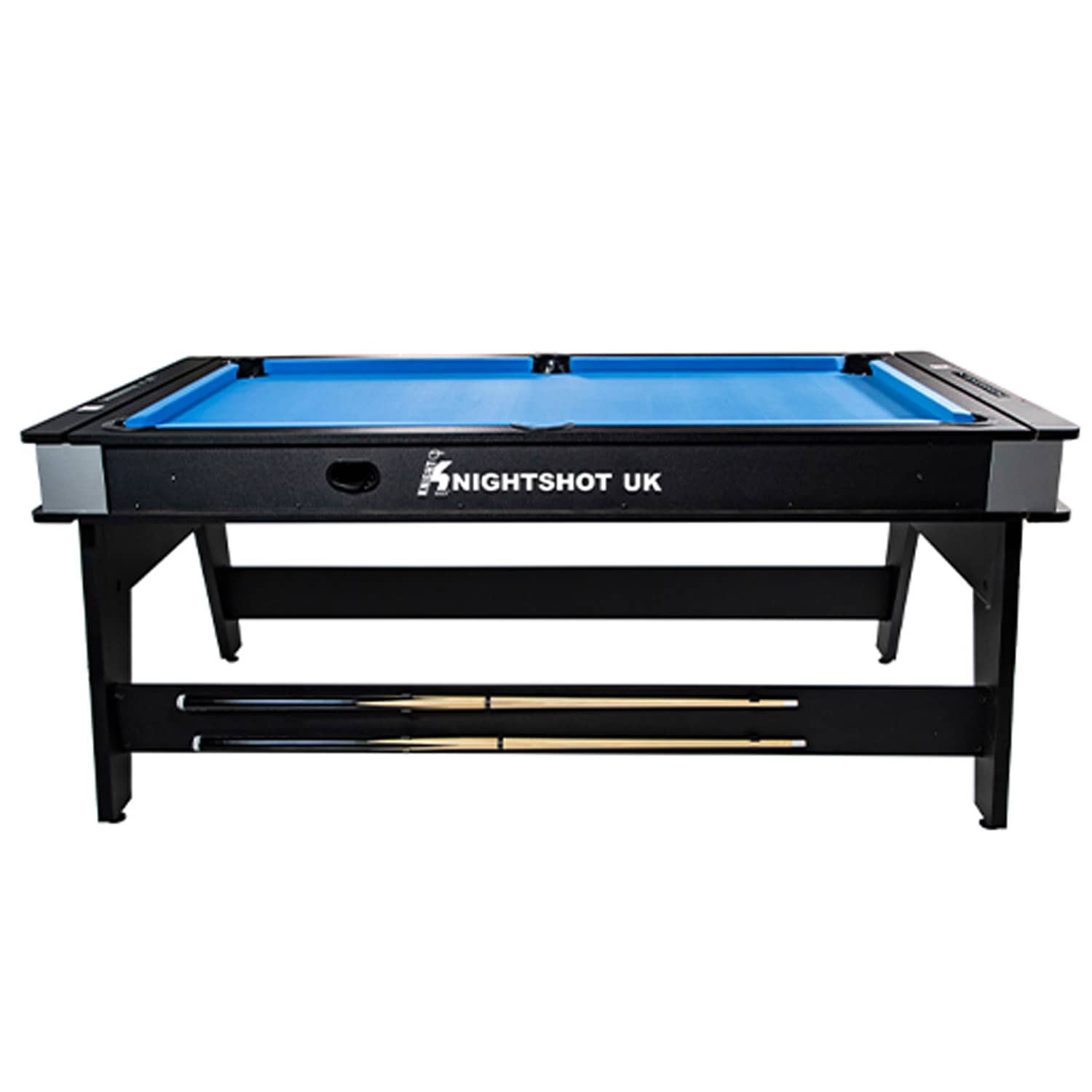 Knight Shot 6ft Multi Game Table 4 in 1 Billiard, Air Hockey, Table Tennis and w/ Dining Top in Black Finishing