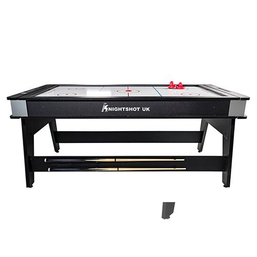 Knight Shot 6ft Multi-Game Table 4 in 1 Billiard, Air Hockey, Table Tennis and w/ Dining Top in Black Finishing