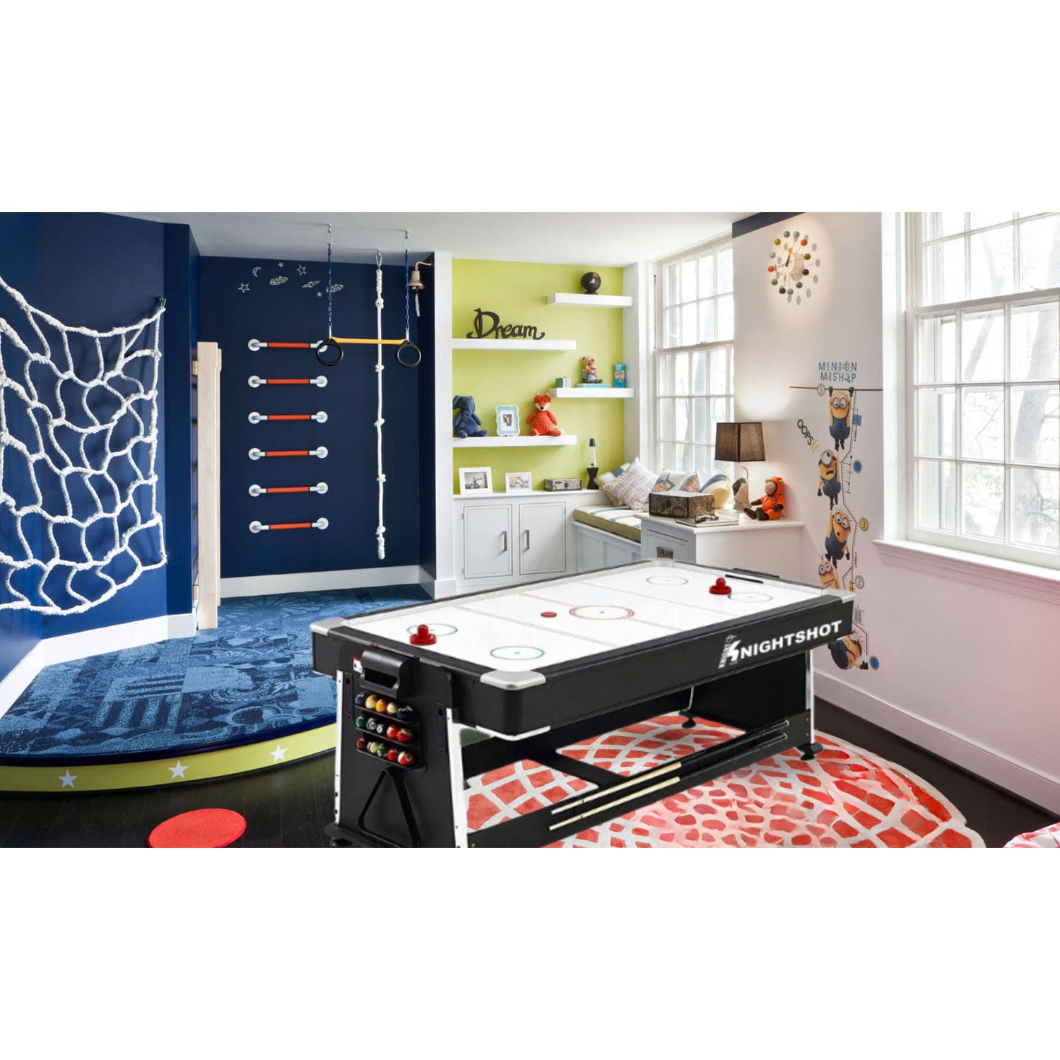 Knight Shot Rotating Multi Game Table 4 In 1 7ft - Light Walnut