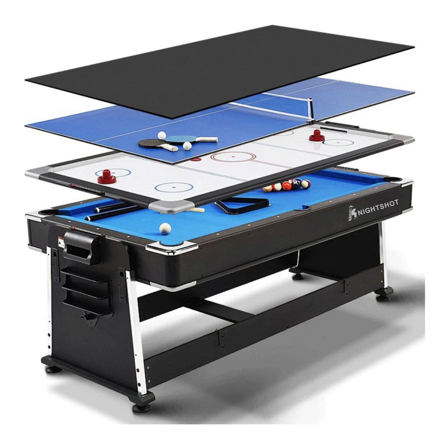 Knight Shot Rotating Multi Game Table 4 In 1 7ft - Maple