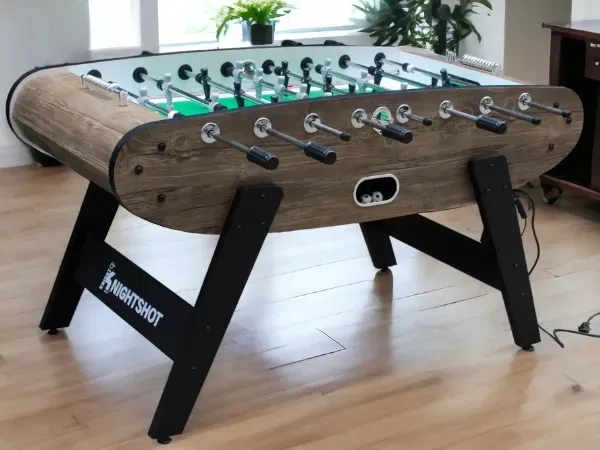 Knight Shot ST132 Home Use Foosball Table with Blue Led Light | - Natural Darkwood