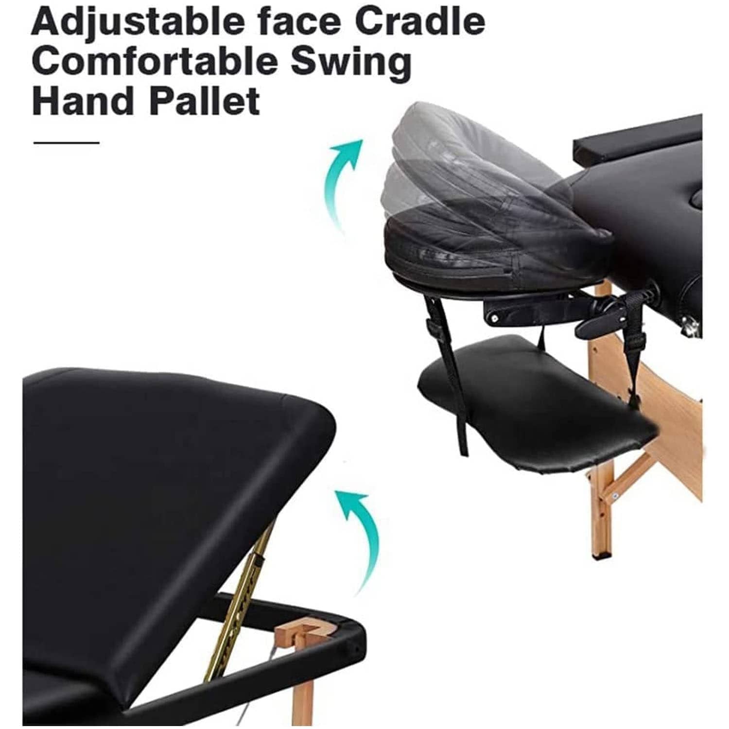 Generic Portable Massage Table with Adjustable Folding Bed and Headrest - Cream